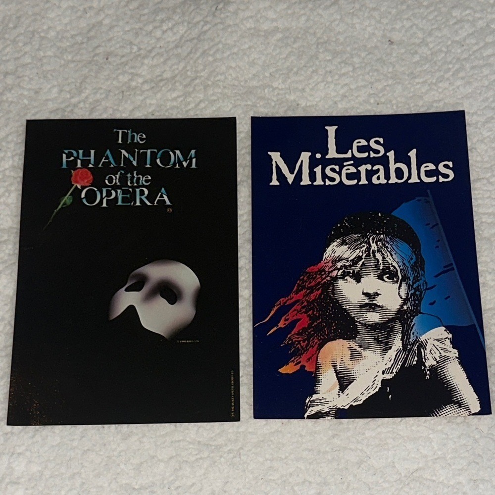 Vintage 1986 Phantom of the Opera Les Miserables Postcard Set Broadway Theater